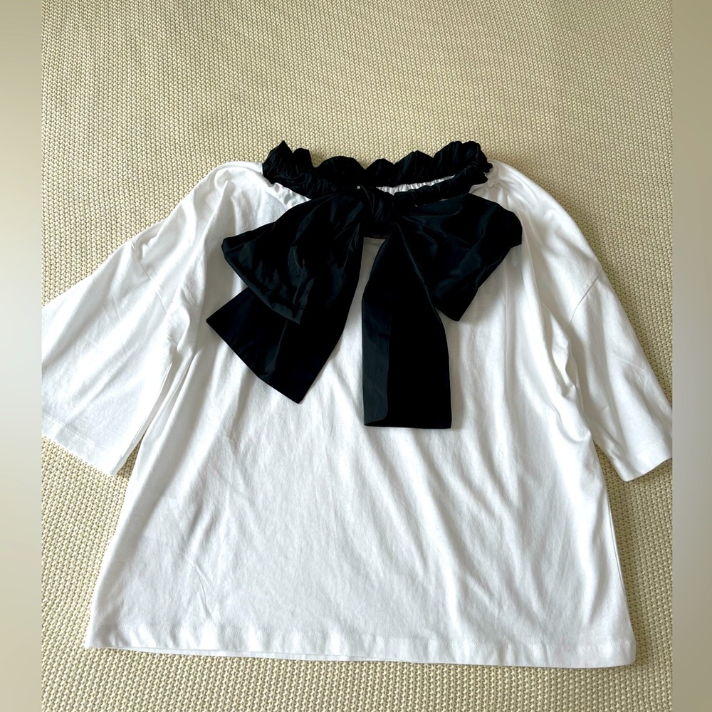 REDValentino Bow-Detailed Short Sleeve Cotton Top - Picture 6 of 6